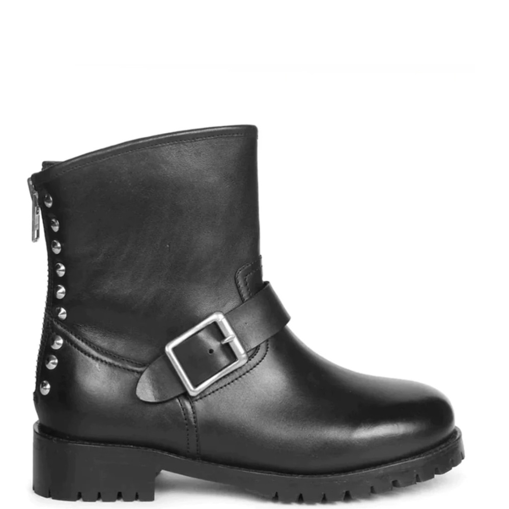 SaintG Marcella Metal Studded Black Leather Ankle Boot